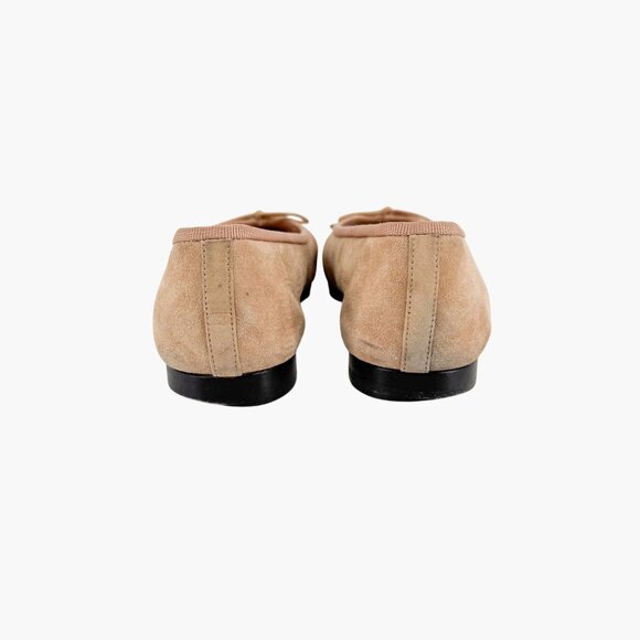 Chanel CC Cap Toe Ballet Flats EU 37.5 US 6.5-7 Beige Suede & Black Two Tone - Picture 7 of 16